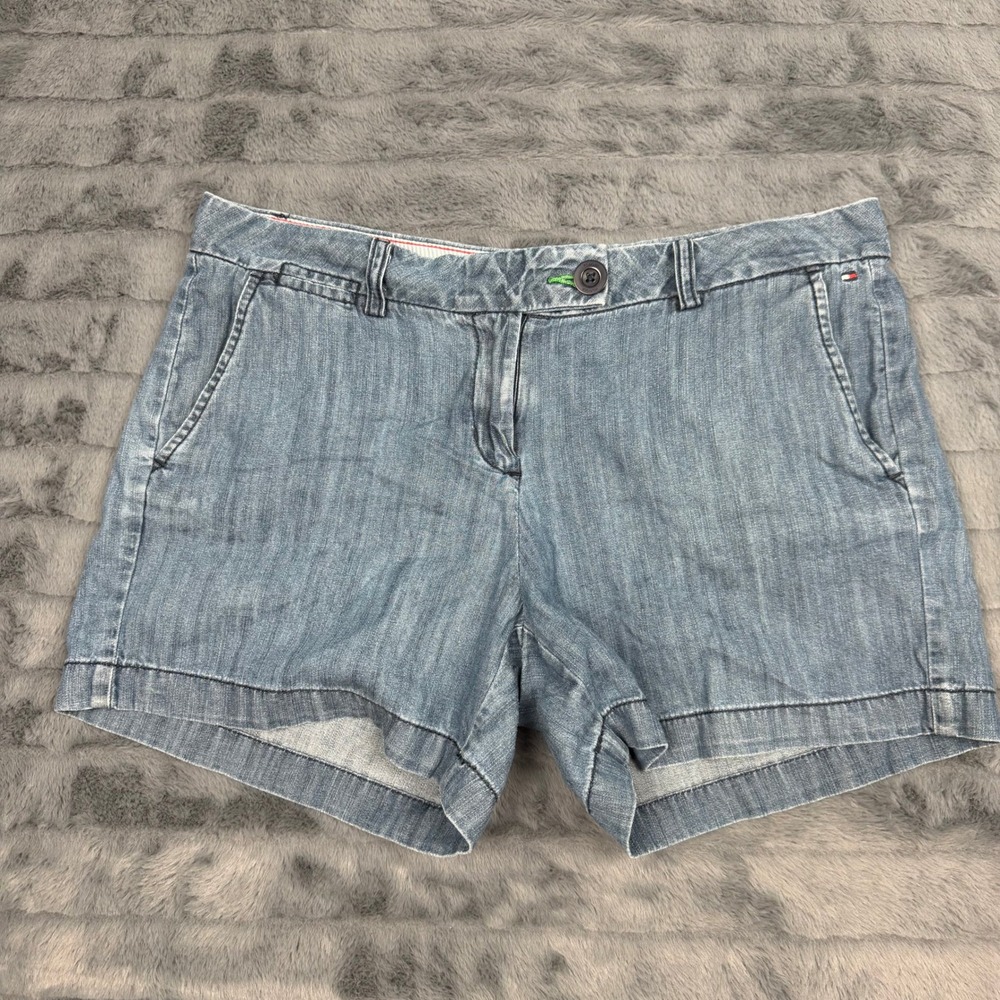 Tommy Hilfiger Womens Light Wash Denim Chino Shorts Blue Size 8